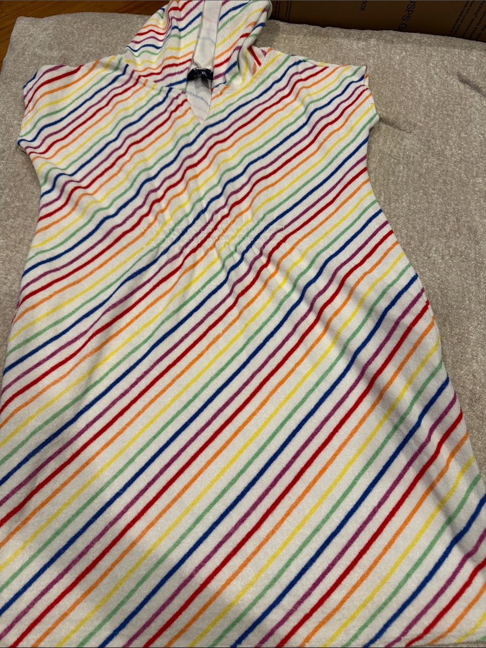 Girls' Rainbow Stripe Hooded Toweling Dress